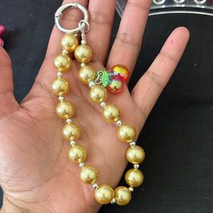 Gold Beaded Keychain/Wrist Accessory with Charm